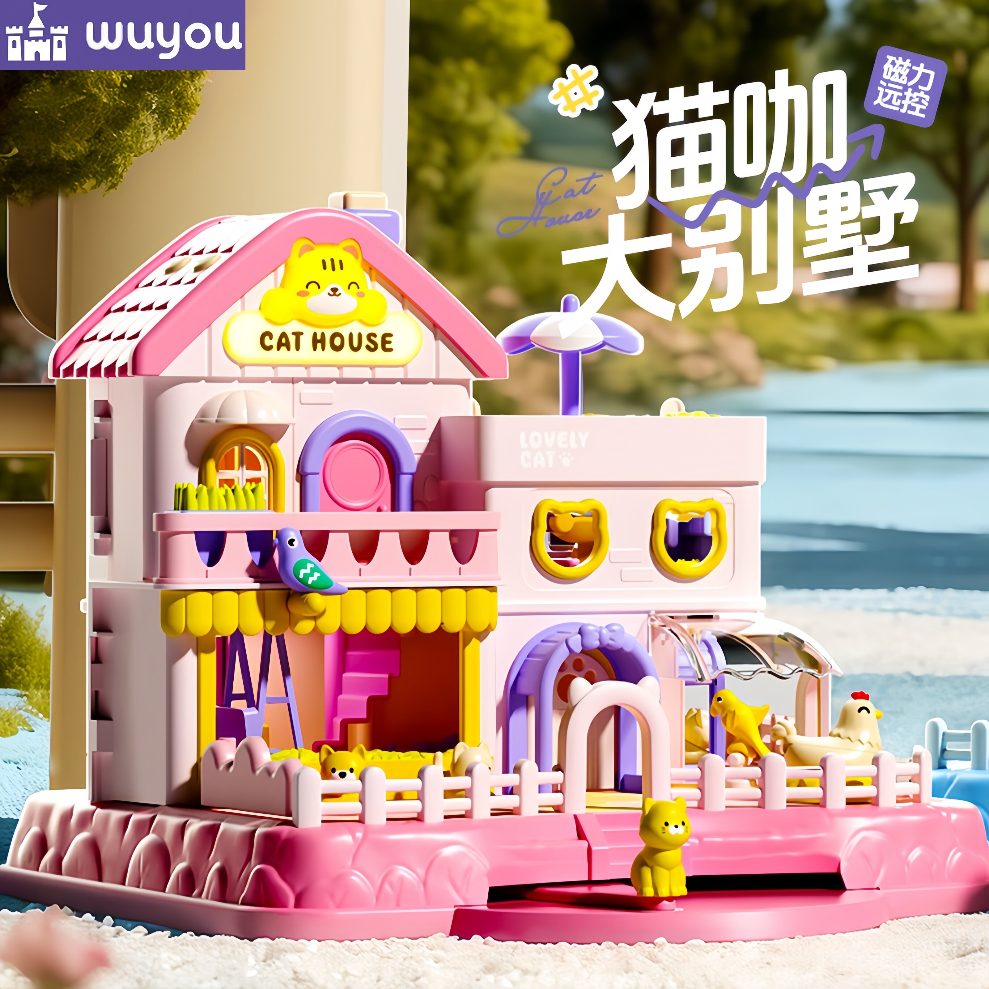 磁力猫咖别墅女宝过家家玩具礼物
