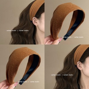 高级感压发箍盘发器 毛线头箍2024秋冬新款 浓郁南瓜棕 许半夏同款
