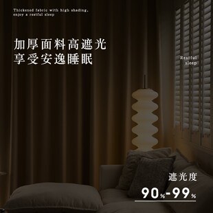 现代简约轻奢奶茶色客厅挂钩式 遮光窗帘卧室全遮光2025新款 遮阳布