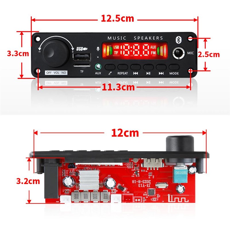 12V24V蓝牙功放板75W*2 MP3解码板双声道免提通话卡拉OK消音功能