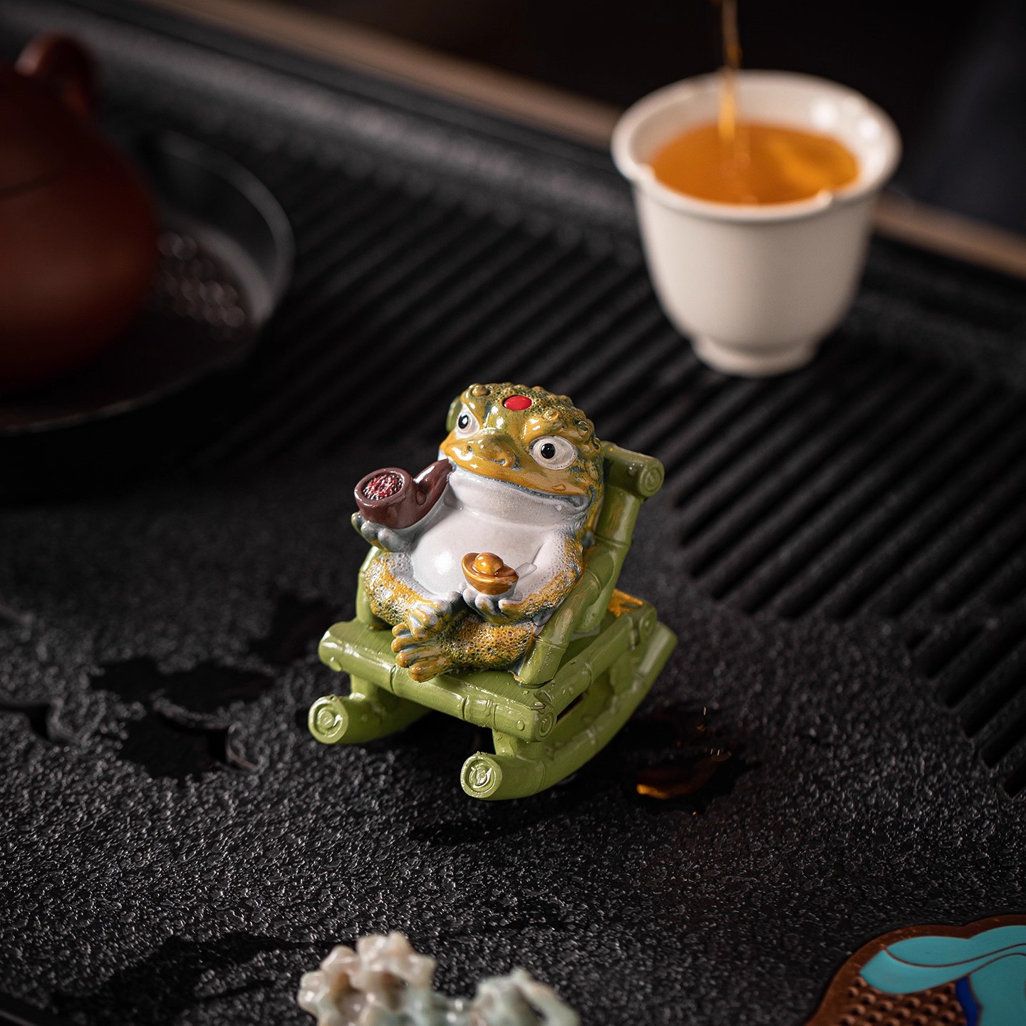 中式招财金蟾变色茶宠茶玩摆件可爱小金鱼茶具配件茶桌茶台装饰品