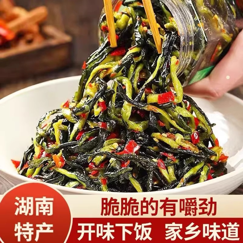湖南特产香辣脆爽黄瓜皮农家腌制酱菜开胃泡菜咸菜瓶装即食下饭菜