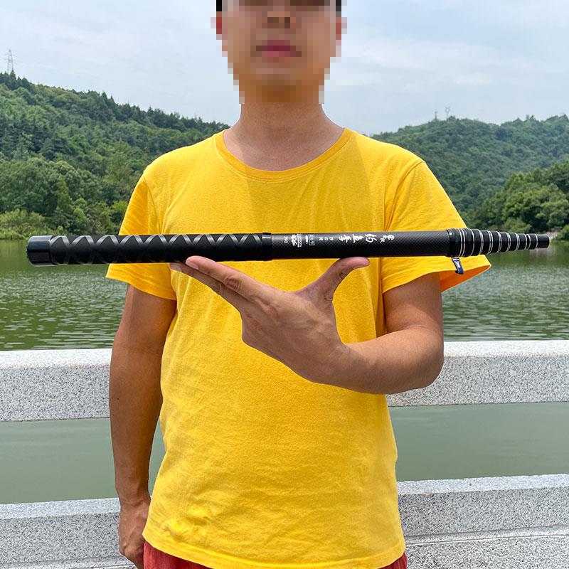 超短节抄网竿杆放钓箱碳素大物伸缩加粗厚便携轻便超硬不锈钢内芯