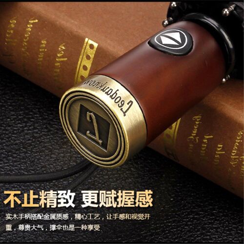 Leodauknow品牌商务高档铜手柄黑胶纯色晴雨伞现货供应礼品广告伞
