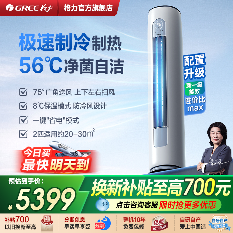 格力官方一级能效2匹立柜机云逸