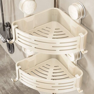 吸盘三角置物架卫生间厕所免打孔壁挂式三角篮浴室洗漱台收纳架子