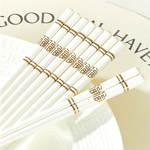 轻奢陶瓷筷子防滑防霉酒店家用10双筷子耐高温易清洗高档抗菌餐具