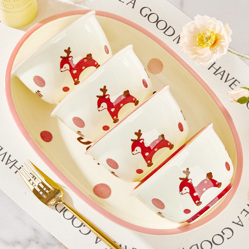 釉下彩加厚陶瓷家用碗组合