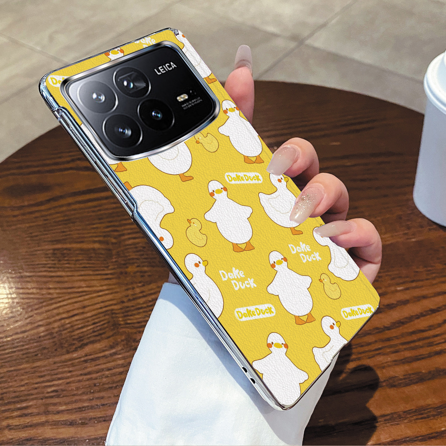 尾火虎适用于小米mixfold4手机壳折叠屏皮纹小黄鸭可爱趣味卡