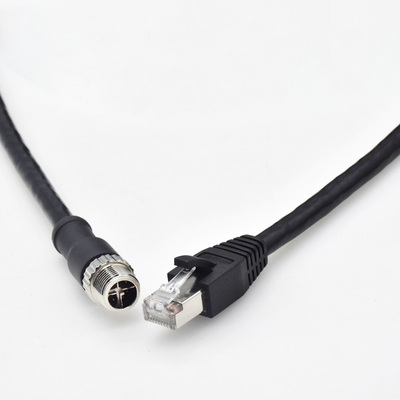 M12-8P X code公头转RJ45工业以太网连接器 千兆数据传输CAT6网线