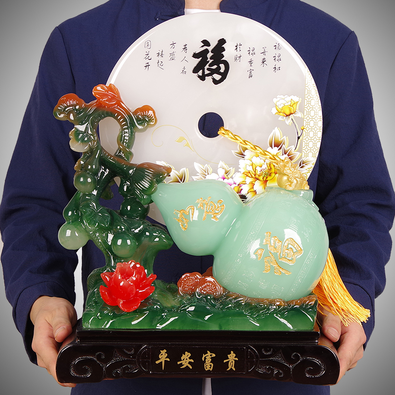 玉石葫芦平安扣摆件招财客厅酒柜家居电视柜玄关桌面装饰乔迁送礼