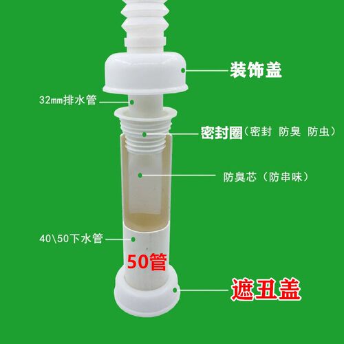 50管pvc40管道遮丑盖 排水管下水管专用管道装饰盖管道美观盖