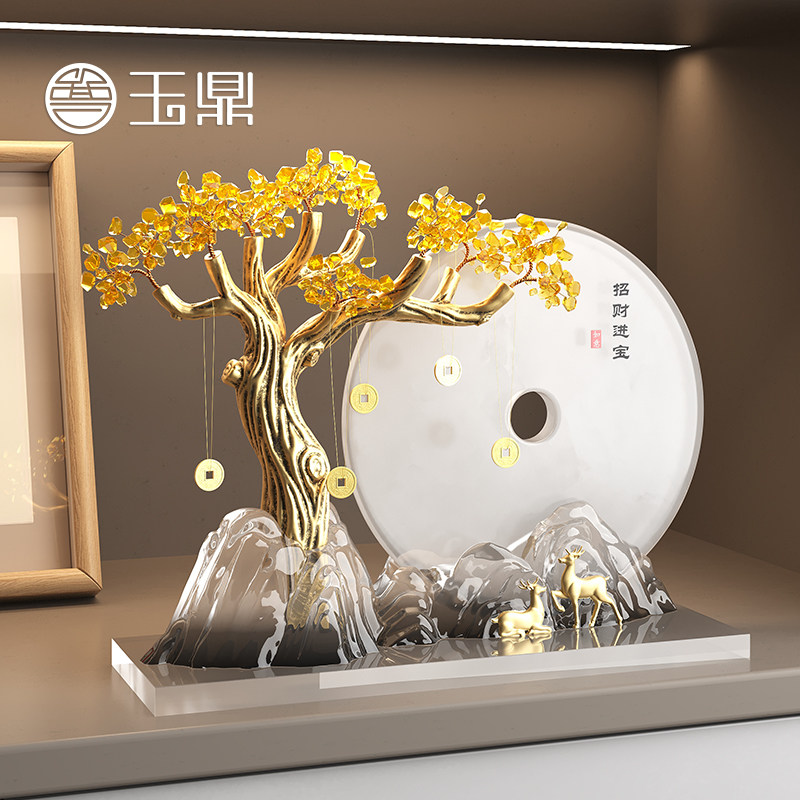 水晶发财树摆件平安扣客厅玄关酒柜电视柜摆设装饰品乔迁开业礼品