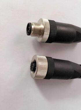 M12航空插头458芯针孔公头防水传感器连接器电缆插头IP67