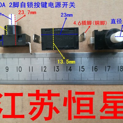 ZHJ】DPS04 吸尘器 电水壶保温开关 2脚自锁按键电源开关250V10A