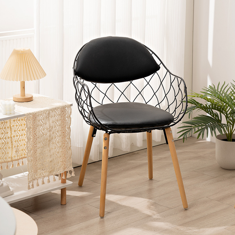 创意椅子凤梨编织镂空椅北欧餐椅铁丝网椅高档咖啡厅休闲椅靠背椅