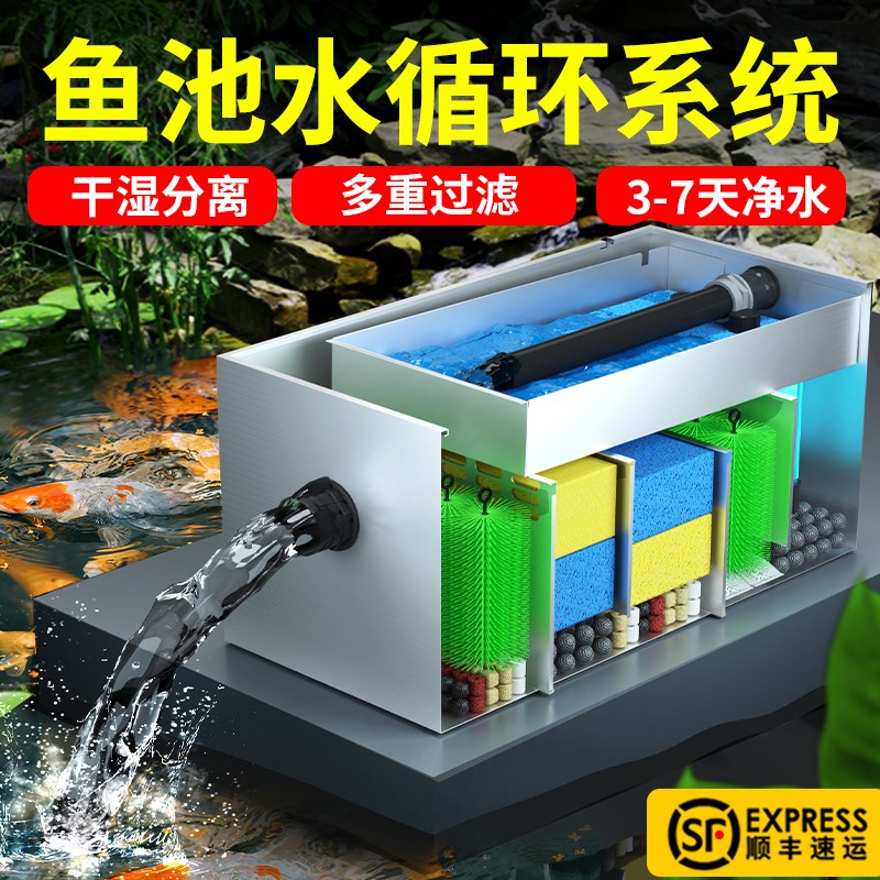 鱼池过滤器养水循环系统净化鱼塘设备养鱼室外户外大型水池过滤箱