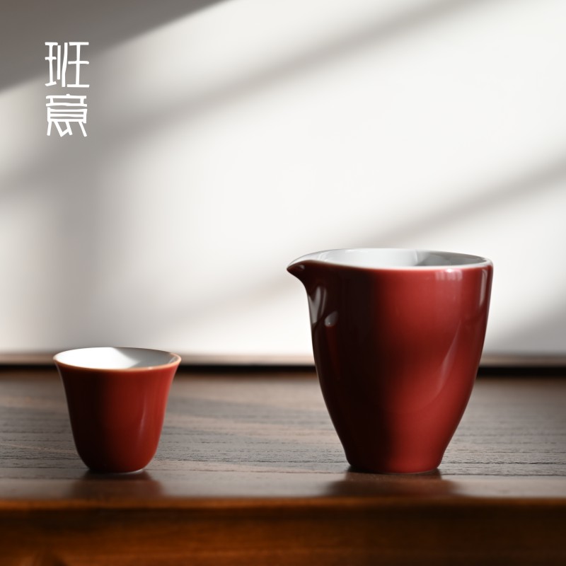 胭脂红景德镇品茗杯茶杯陶瓷功夫茶杯主人杯小茶杯单杯茶具聚香杯