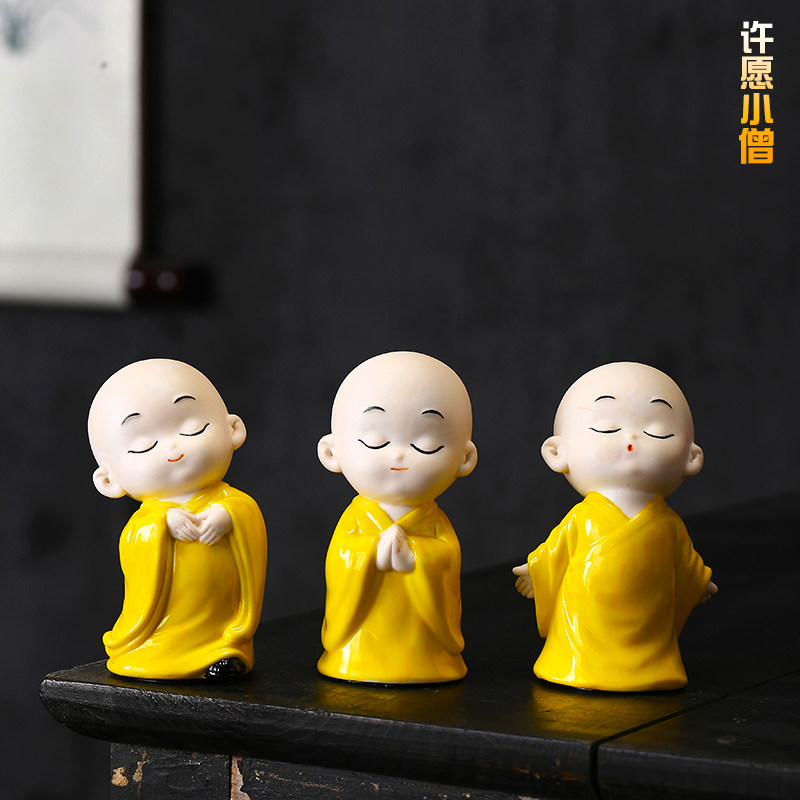 创意中式陶瓷可爱小和尚客厅书房茶桌装饰禅意小僧工艺品人物摆件