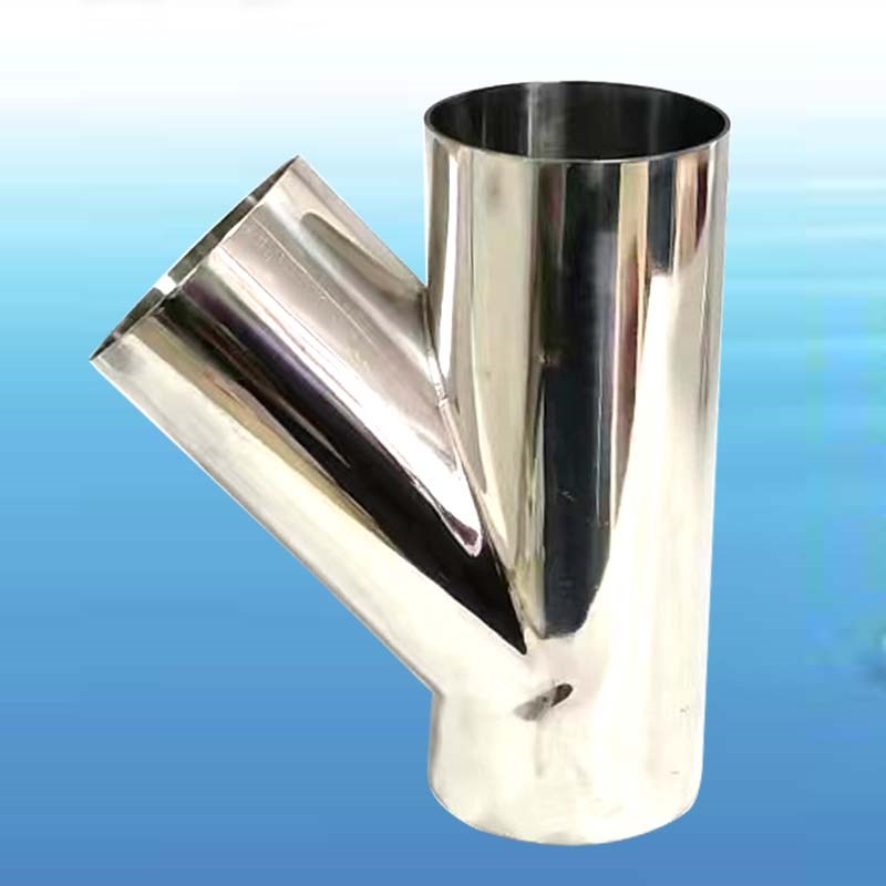 不锈钢斜三通304卫生级45度Y型焊接三通接头工业级斜插式下水三通