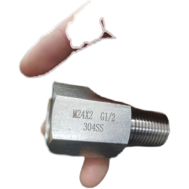不锈钢304L公制内外丝M24*2转G1/2四分变径公制接头仪表转换头