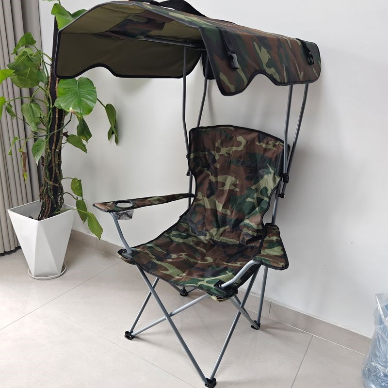 户外带遮阳棚休闲钓鱼椅剧组导演椅便携旅游沙滩椅折叠防晒扶手椅
