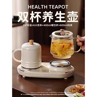 双座养生壶 小容量养生杯办公室养生壶 小型玻璃养生壶恒温烧水壶