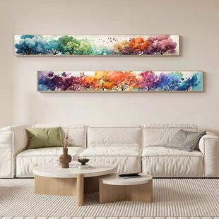 床头卧室森林系绿植清新横版装饰画 画客厅画 画沙发背景墙细窄长