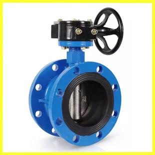 铸铁涡轮法兰蝶阀D341X 16PD41X手柄软密封法兰蝶阀不锈钢板304板