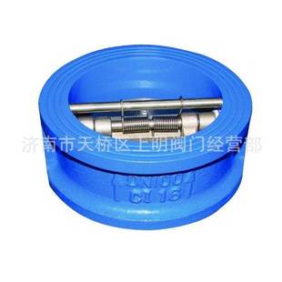 逆止阀100阀门 蝶式 止回阀单向铸铁D77X 16对夹管道 弹簧式