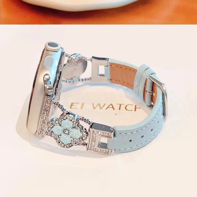 日本MLINJ白金五花适用于苹果S10手表表带watchs9真皮iwatchs10