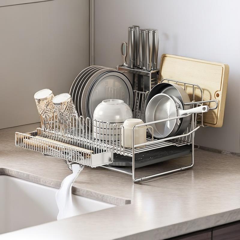 厨房碗碟收纳层架沥水碗架水槽边不锈钢碗盘筷子碗碟架洗碗盘餐具