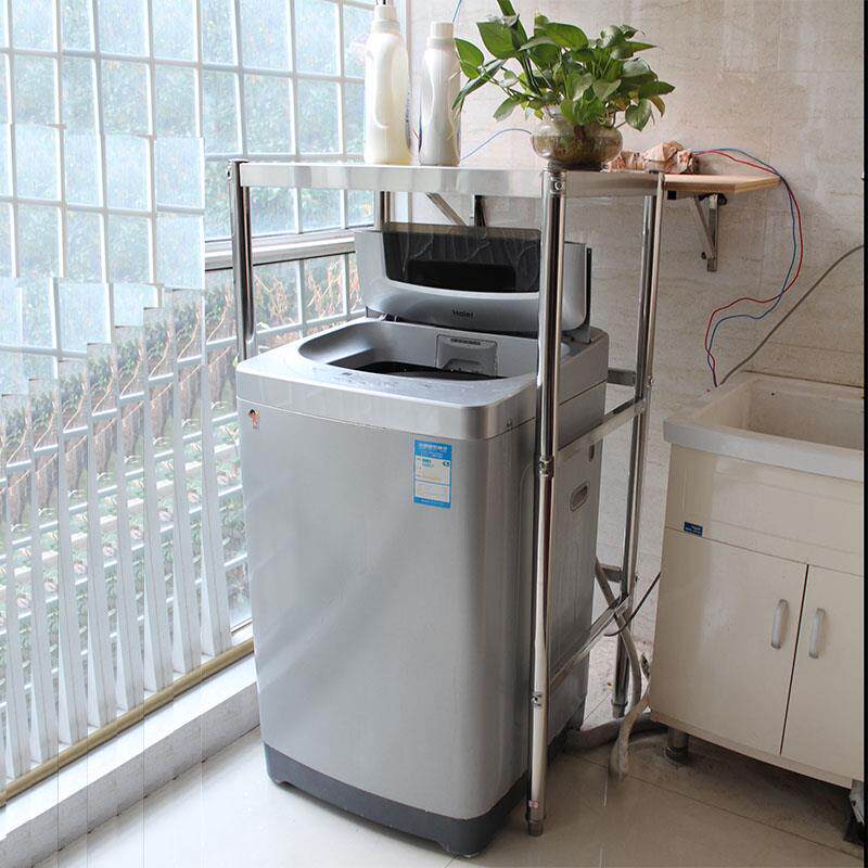 单层不锈钢洗衣机架子落地款阳台置物架翻盖洗衣机上方收纳层架加