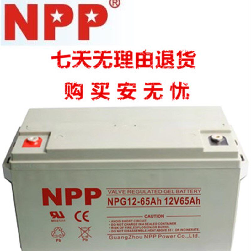 耐普蓄电池NPG1265胶体UPS太阳能EPS阀控式免维护12V65AH保三年