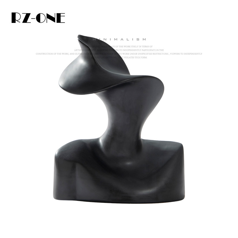 Rzone 现代简约黑白抽象艺术品人像工艺品书房橱窗柜子内装饰摆件