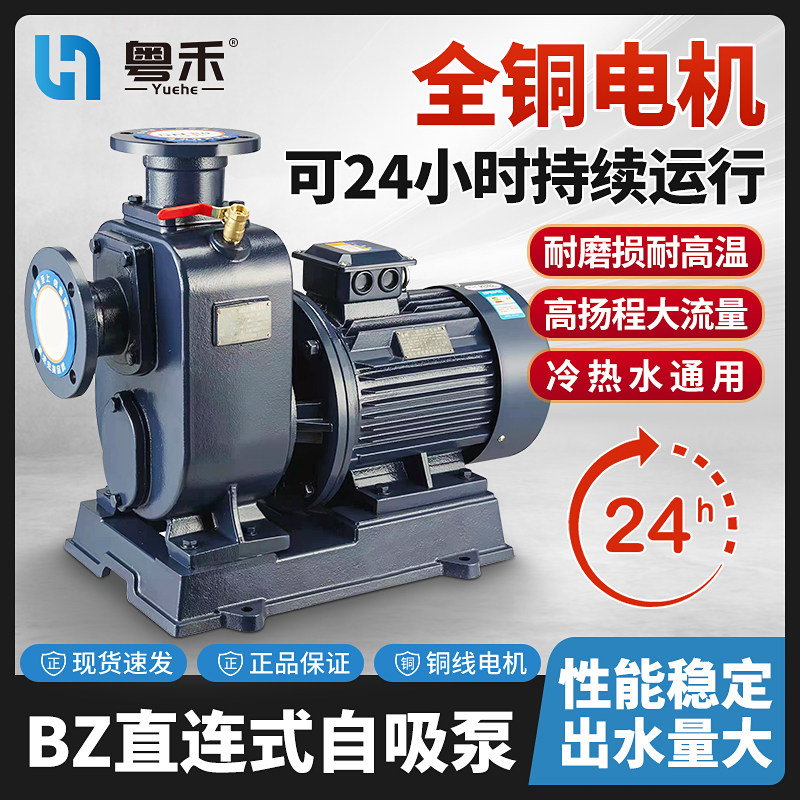 粤禾BZ自吸泵管道离心式水泵三相循环帮浦高扬程大流量380V抽水泵