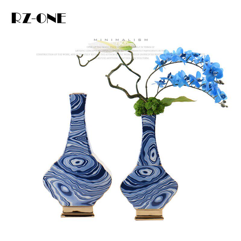 【特价清仓】现代简约陶瓷轻奢花瓶电视柜浴室餐桌面蓝色花器摆件
