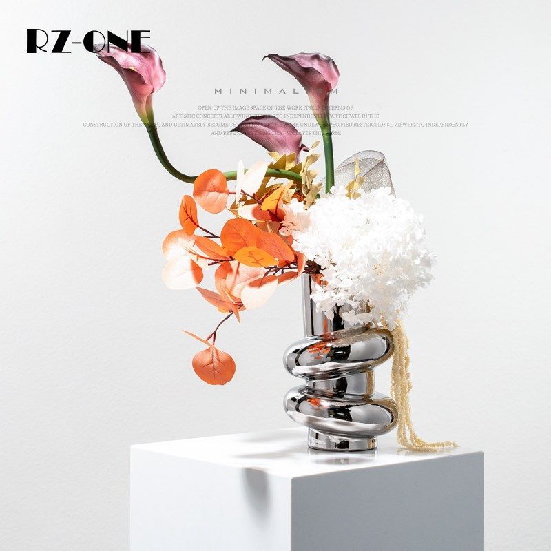 高级感现代轻奢创意花艺水晶玻璃花瓶酒店餐厅装饰品商务会所摆件