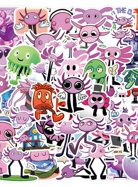 50张Kinito Pet动物粉卡通趣味节奏盒子立体封口贴纸DIY手账笔记本装饰素材吉他滑板平板旅行箱PVCI贴画防水