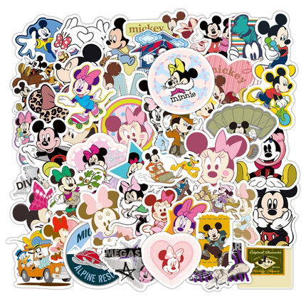 50张动漫卡通动画片米奇米老鼠唐老鸭米奇妙妙屋贴纸可爱装饰笔记本电脑手机壳文具盒电动车滑板防水贴画