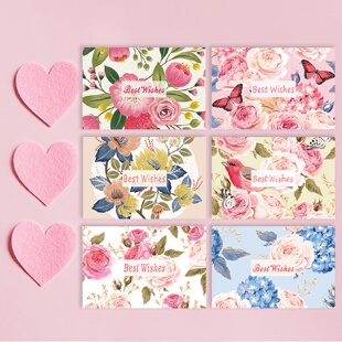 花卉图案贺卡明信片Best Wishes祝福卡多款可选定制贺卡恭喜祝贺贺卡祝福留言卡片折叠手写明信片可批发定制