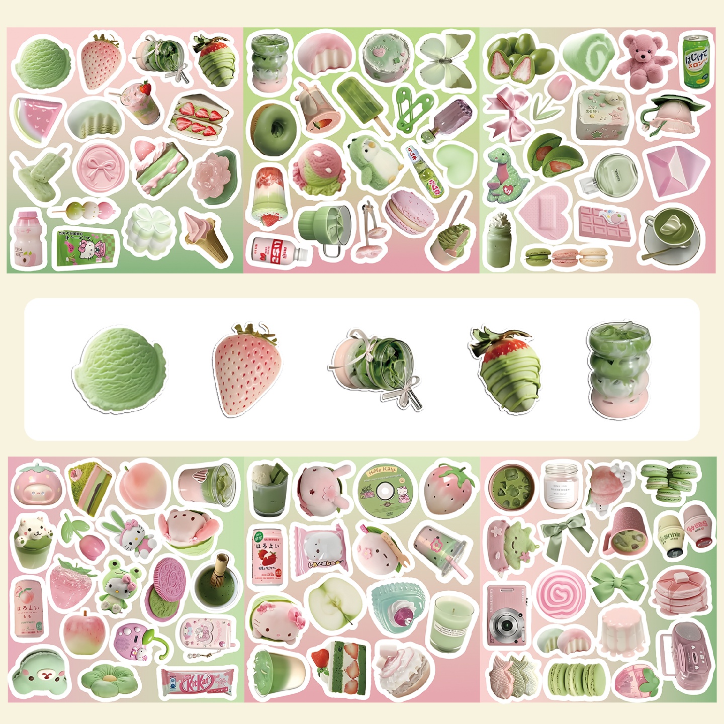 6张马卡龙绿色ins风手账贴纸