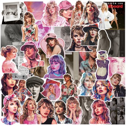 50张欧美Taylor Swift泰勒斯威夫特霉霉相框画保温杯平板电脑贴纸头盔电动力玻璃门水杯笔记本水杯防水贴画