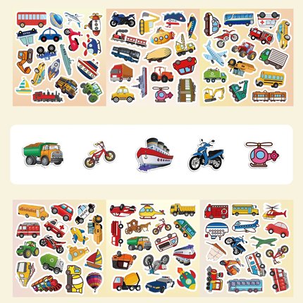 100贴卡通可爱玩具车小汽车交通工具手帐冰箱贴纸卡通飞机工程车男孩儿童宝宝奖励装饰笔记本电脑DIY防水贴画