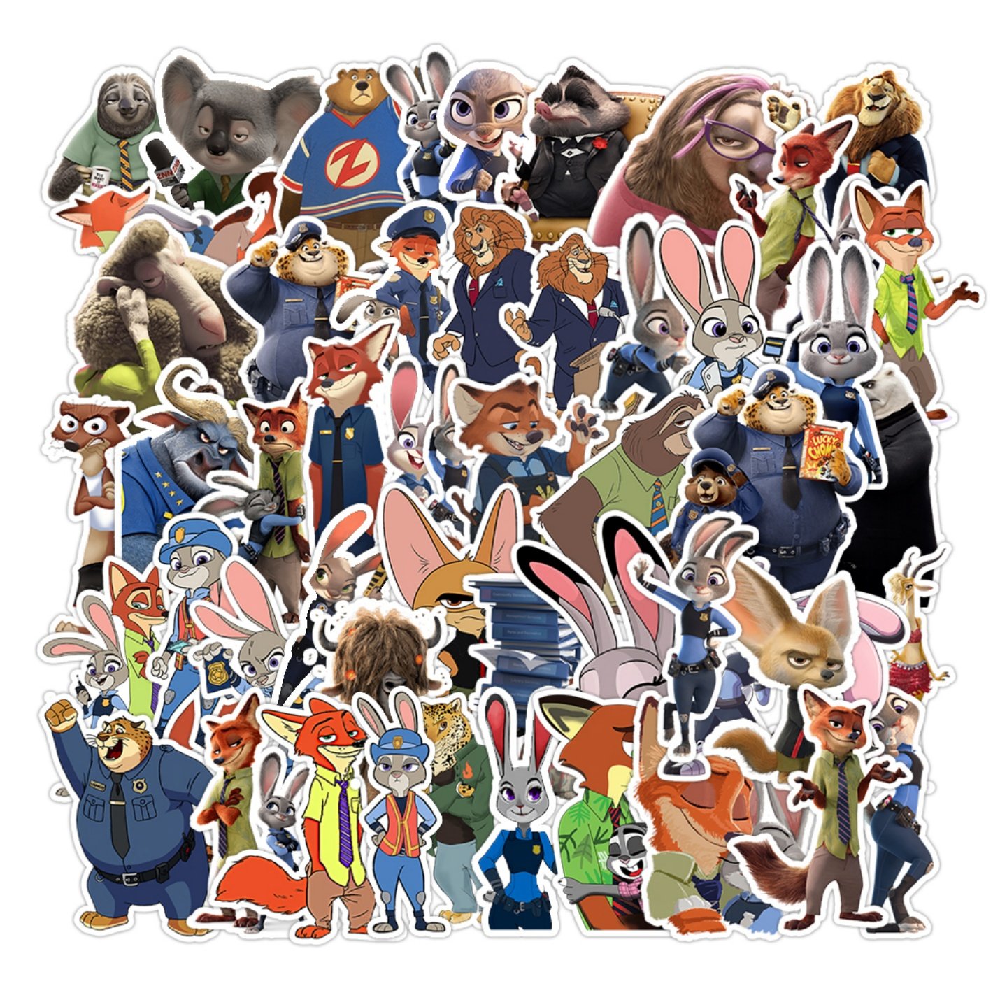 55张疯狂动物城电影朱迪尼克水杯贴纸兔子警官树懒闪电周边装饰墙面摩托车汽车尾部儿童玩具滑板手机防水贴纸,文具电教/文化用品/商务用品,贴纸/立体贴纸,淘宝优惠券,粉丝福利购,淘宝优惠卷