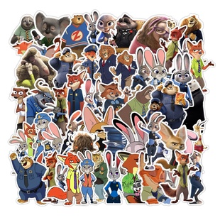 55张疯狂动物城电影朱迪尼克水杯贴纸兔子警官树懒闪电周边装 饰墙面摩托车汽车尾部儿童玩具滑板手机防水贴