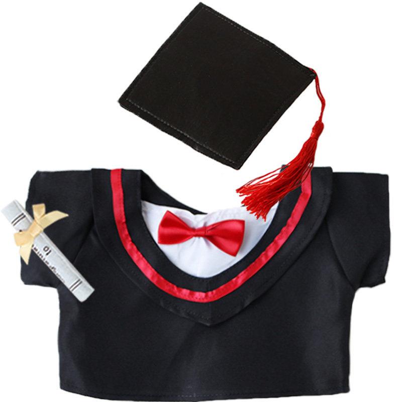 公仔毕业袍学士服玩偶娃衣服20CM棉花娃娃硕士博士帽畢業熊公仔袍