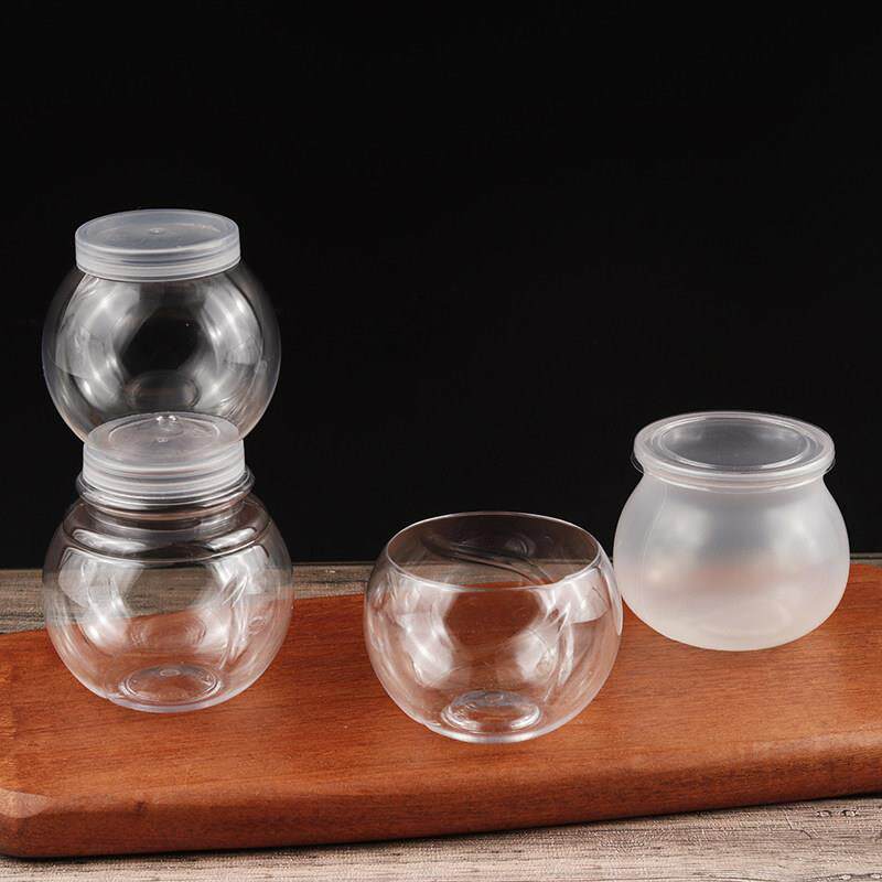 球形水果布丁瓶塑料星球杯酸奶瓶带盖甜品杯迷你蜜糖罐慕斯网球杯