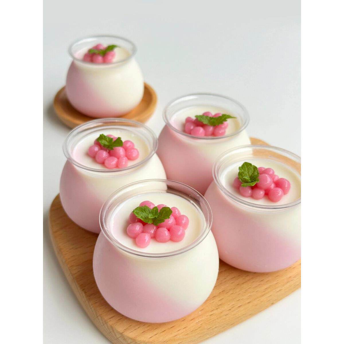 迷你PET蜜糖罐圆形硬塑料酸奶布丁甜品台一次性塑料杯带盖慕斯