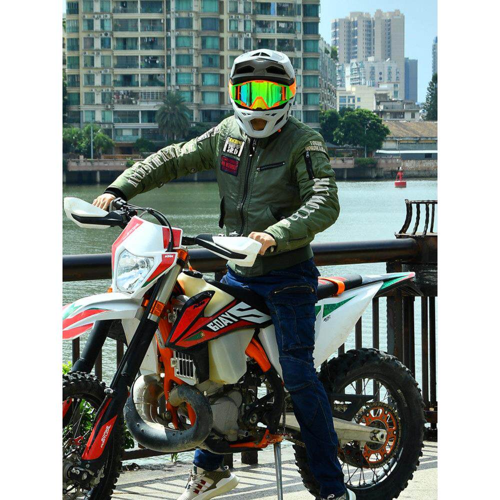 冬季加绒加厚骑行服男摩托车哈雷复古风休闲通勤短款机车夹克防摔